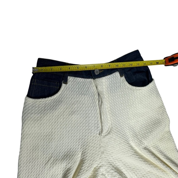 NWT WeWoreWhat High Rise Wide Leg Denim Cable Knit Pants cream 27 - Picture 7 of 16